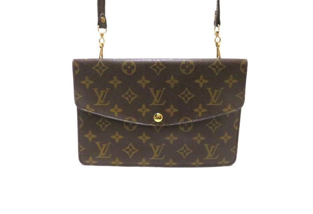 Louis Vuitton Monogram Double Rabat Shoulder Bag Leather Brown